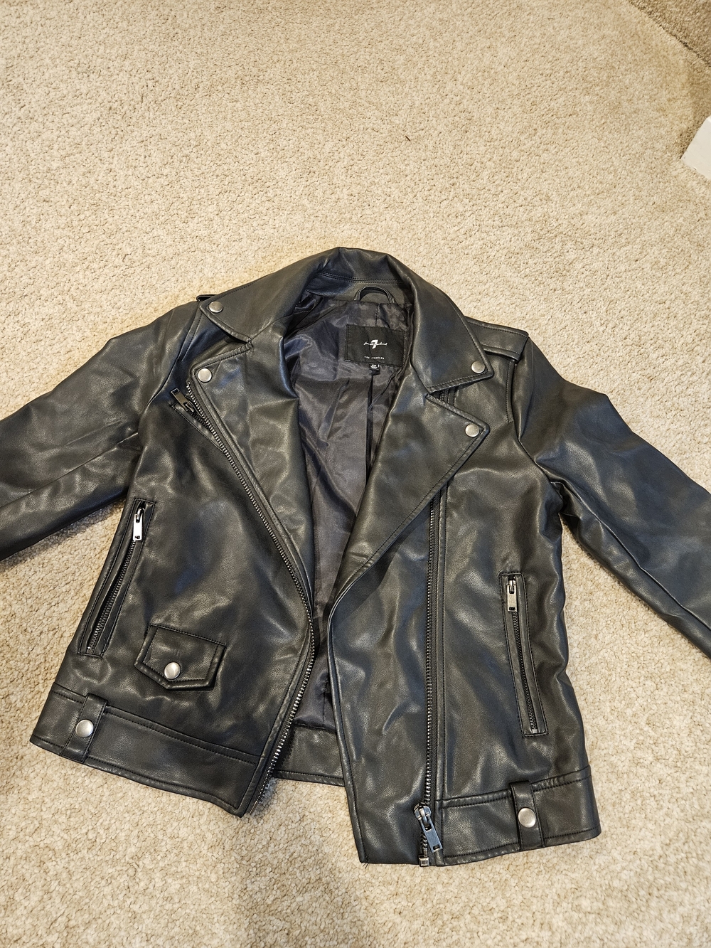 Black XS Faux Leather Moto Jacket - 7 for All Mankind